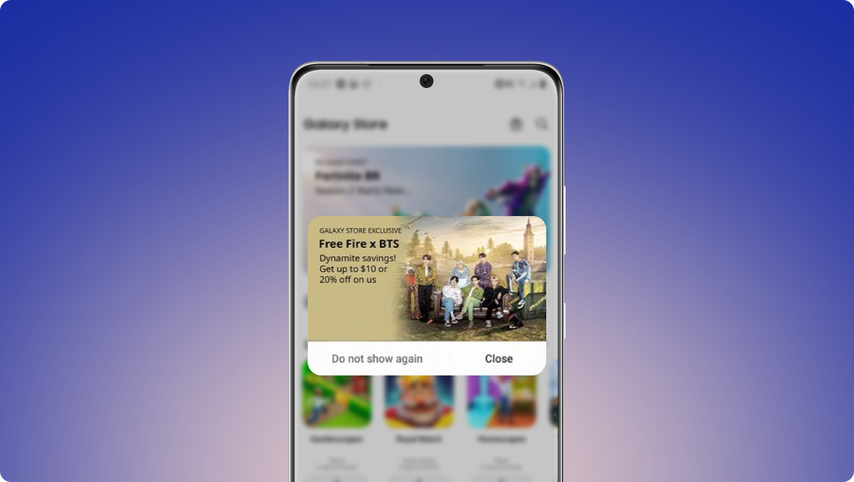 Samsung device example mobile OEM advertising